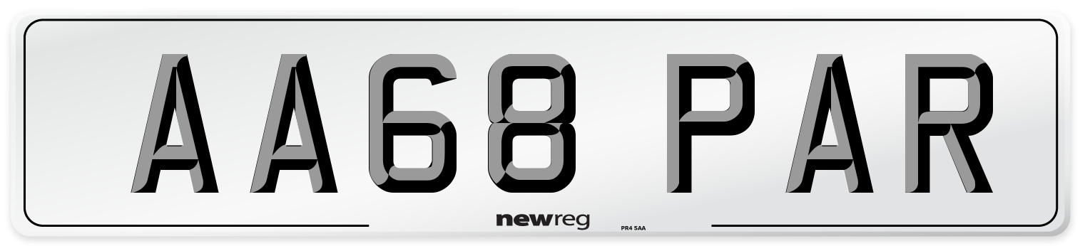 AA68 PAR Number Plate from New Reg